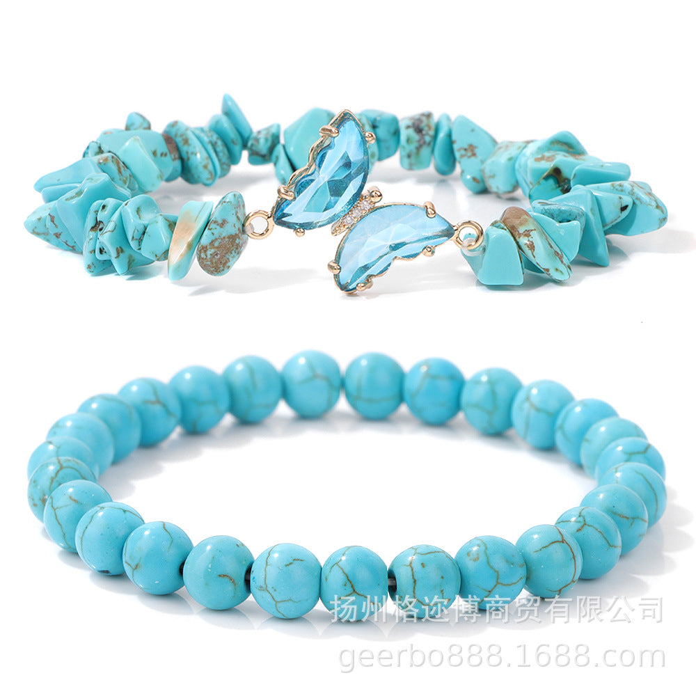 Wholesale Natural Stone Amethyst Gravel Double Layer Lapis Lazuli Bracelet